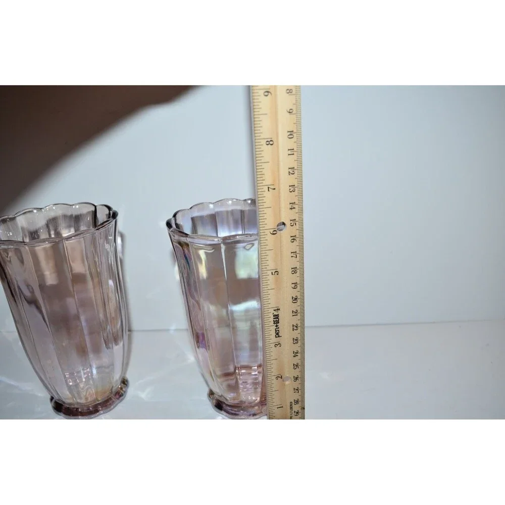 Pioneer Woman Luster Pink Tumbler Glasses‎ 2 Pearlized Iridescent 15 Oz